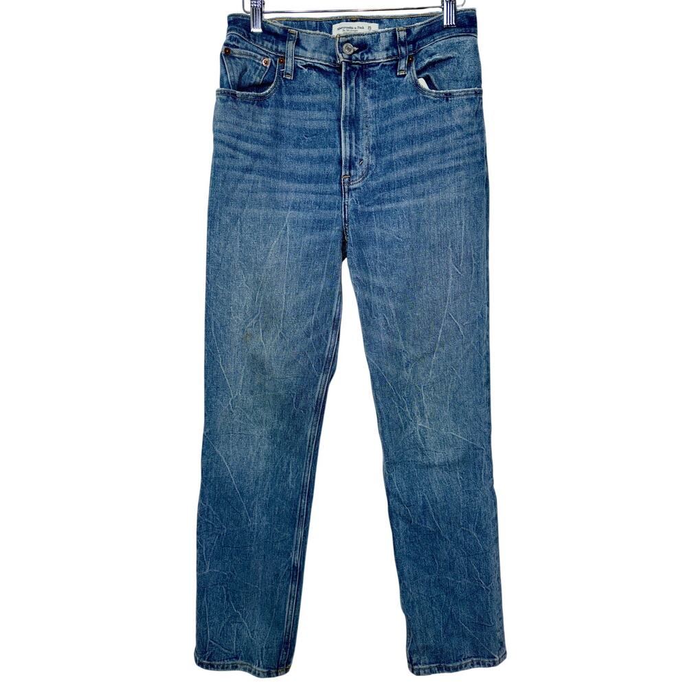 Abercrombie & Fitch 90s Straight Ultra High Rise Blue Denim Jeans Size 25 0 S